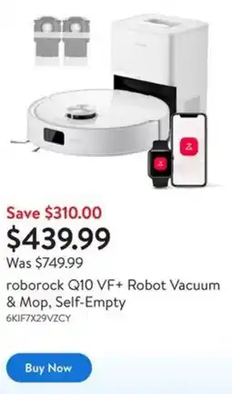 Walmart roborock Q10 VF+ Robot Vacuum & Mop, Self-Empty offer