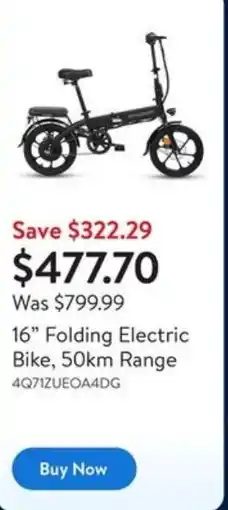 Walmart Folding Electric Bike, 50km Range offer