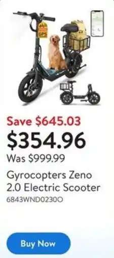 Walmart Gyrocopters Zeno 2.0 Electric Scooter offer