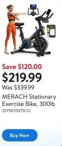 Walmart MERACH Stationary Exercise Bike, 300lb offer