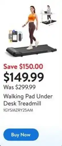Walmart Walking Pad Under Desk Treadmill offer