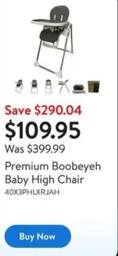 Walmart Premium Boobeyeh Baby High Chair offer