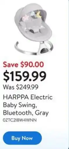 Walmart Harppa electric baby swing, bluetooth, gray offer
