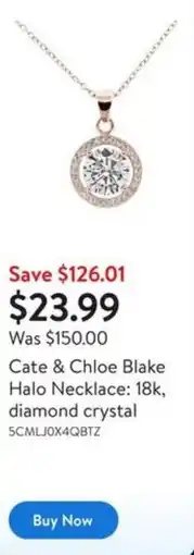 Walmart Cate & Chloe Blake Halo Necklace: 18k, diamond crystal offer