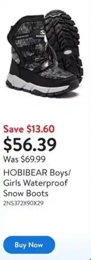 Walmart HOBIBEAR Boys/ Girls Waterproof Snow Boots offer