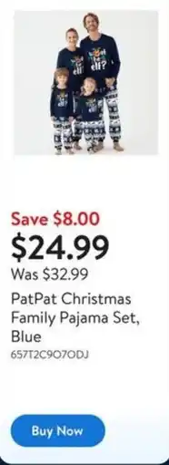 Walmart PatPat Christmas Family Pajama Set, Blue offer