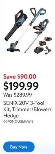Walmart SENIX 20V 3-Tool Kit, Trimmer/Blower/ Hedge offer