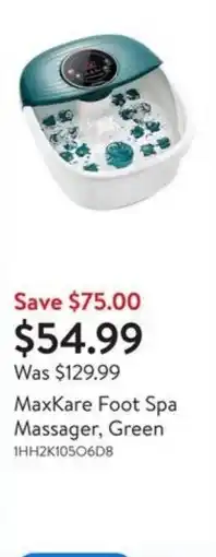 Walmart MaxKare Foot Spa Massager, Green offer