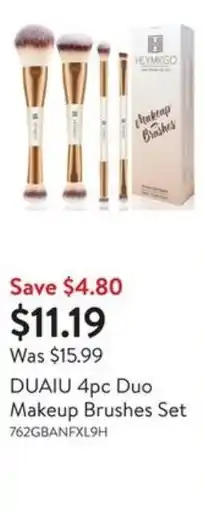 Walmart DUAIU 4pc Duo Makeup Brushes Set offer
