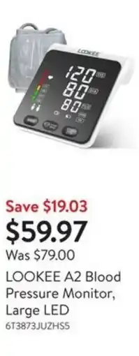 Walmart LOOKEE A2 Blood Pressure Monitor, Large LED offer