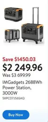 Walmart IMGadgets 2688Wh Power Station, 3000 W offer