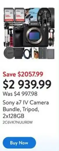 Walmart Sony a7 IV Camera Bundle, Tripod, 2x128GB offer