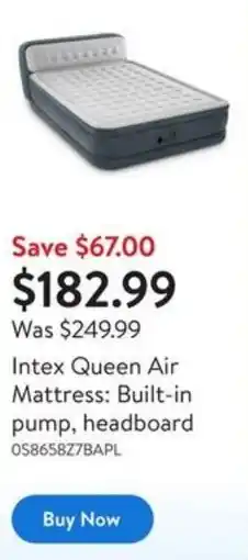 Walmart Intex Queen Air Mattress: Built-in pump, headboard offer