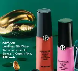 Shoppers Drug Mart ARMANI Luminous Silk Cheek Tint Shine in Sunlit Sienna & Cosmic Pink offer