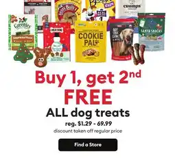 Petsmart Buy 1, get 2nd FREE ALL dog treats offer