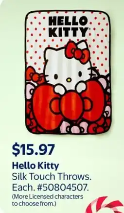 Walmart Hello Kitty Silk Touch Throws offer