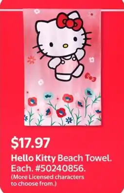 Walmart Hello Kitty Beach Towel offer
