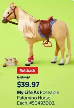Walmart My Life As Poseable Palomino Horse offer
