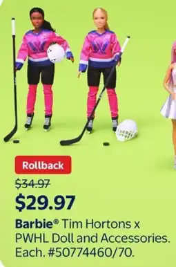 Walmart Barbie Tim Hortons x PWHL Doll and Accessories offer