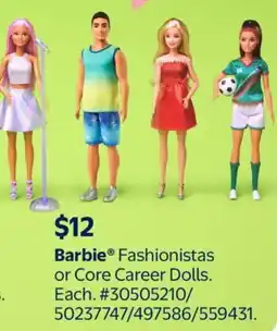 Walmart Barbie Fashionistas or Core Career Dolls offer