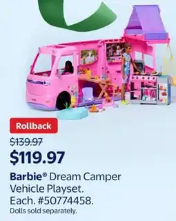 Walmart Barbie Dream Camper Vehicle Playset offer