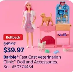 Walmart Barbie Fast Cast Veterinarian Clinic Doll and Accessories offer