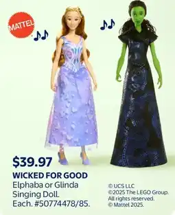 Walmart Wicked for Good Elphaba or Glinda Singing Doll offer