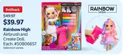 Walmart Rainbow High Airbrush and Create Doll offer