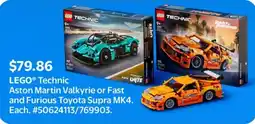 Walmart LEGO Technic Aston Martin Valkyrie or Fast and Furious Toyota Supra MK4 offer