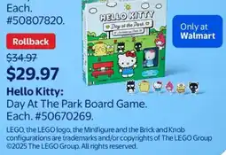 Walmart Hello Kitty Day At The Park Board Game offer