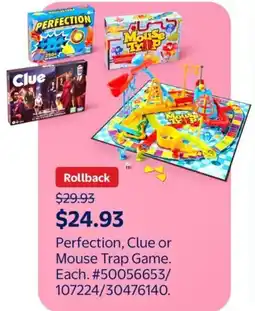 Walmart Perfection, Clue or Mouse Trap Game offer