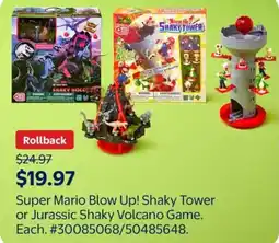 Walmart Super Mario Blow Up! Shaky Tower or Jurassic Shaky Volcano Game offer