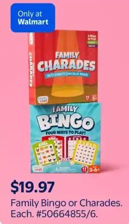 Walmart Family Bingo or Charades offer