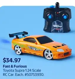 Walmart Fast & Furious Toyota Supra 1:24 Scale RC Car offer