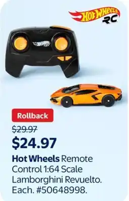 Walmart Hot Wheels Remote Control 1:64 Scale Lamborghini Revuelto offer