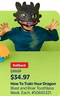 Walmart How To Train Your Dragon Blast and Roar Toothless Mask offer