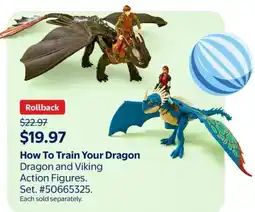 Walmart How To Train Your Dragon Dragon and Viking Action Figures offer