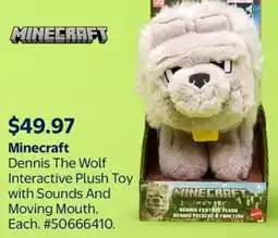 Walmart Minecraft Dennis The Wolf Interactive Plush Toy with Sounds And Moving Mouth offer