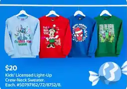Walmart Kids' Licensed Light-Up Crew-Neck Sweater offer