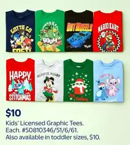 Walmart Kids' Licensed Graphic Tees offer