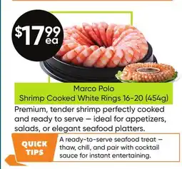 Healthy Planet Marco Polo Shrimp Cooked White Rings 16-20 (454g) offer