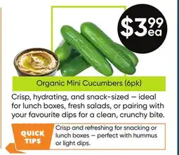 Healthy Planet Organic Mini Cucumbers offer