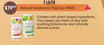 Healthy Planet Tiara Natural Deodorant (75g) ALL KINDS offer