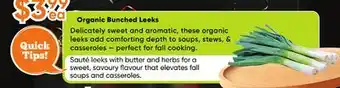 Healthy Planet Organic Bunched Leeks offer