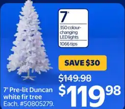 Walmart 7' Pre-lit Duncan white fir tree offer