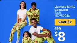 Walmart Licensed family sleepwear offer