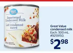 Walmart Great Value condensed milk offer