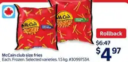 Walmart McCain club size fries offer