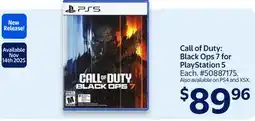 Walmart Call of Duty: Black Ops 7 for PlayStation 5 offer