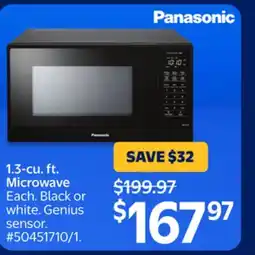 Walmart 1.3-cu. ft. Microwave Each. Black or white. Genius sensor offer